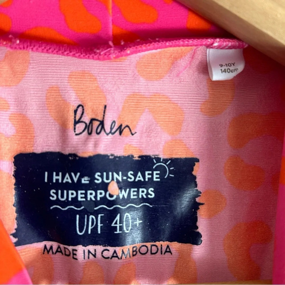 Boden Long-sleeved Rash Guard Fuchsia Pink Leopard Sz 9-10 - Picture 4 of 6